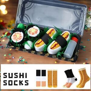 NIB Sushi Socks Gift Box 2 Pair Fun Novelty Christmas Present Birthday Gift NEW
